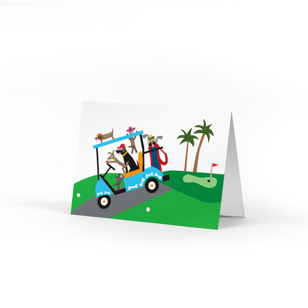 Doggie Golfers Single Note Card