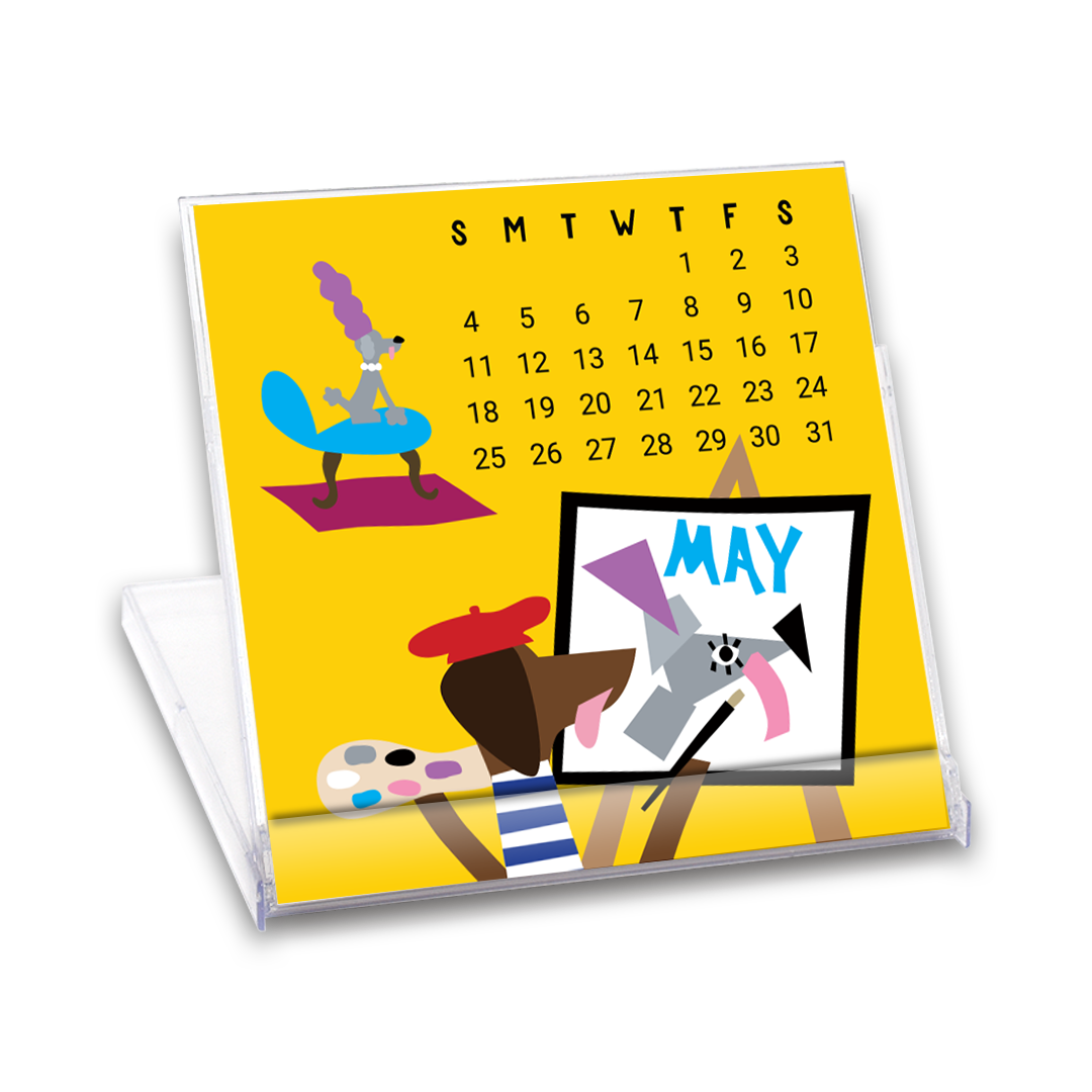 Dog Mini Desk Calendar 2025