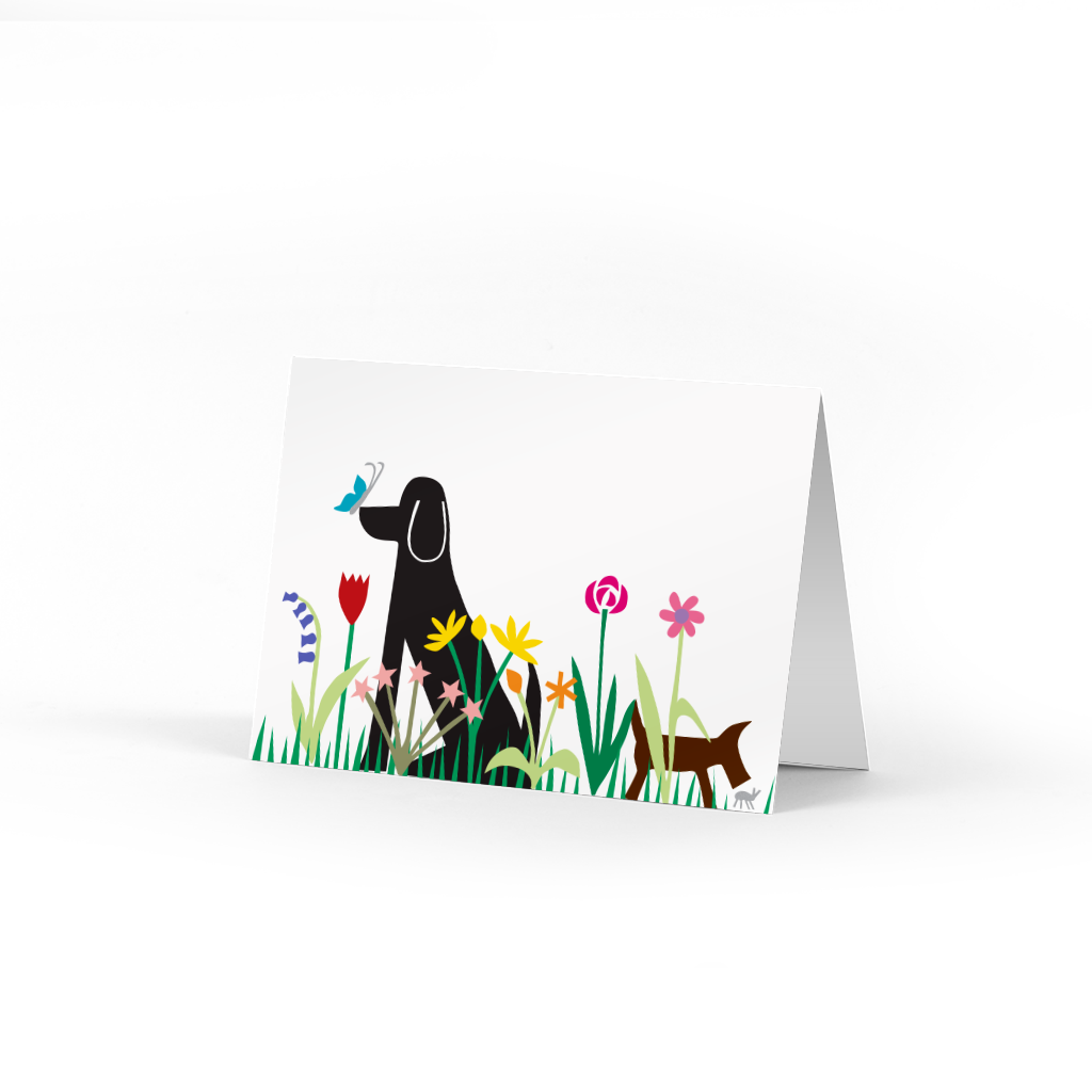 Dogs in Garden Single Card