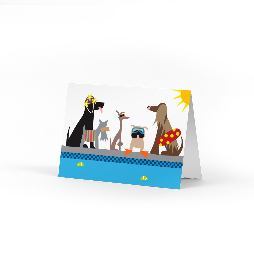 Doggie Swim Party, Single Note Card