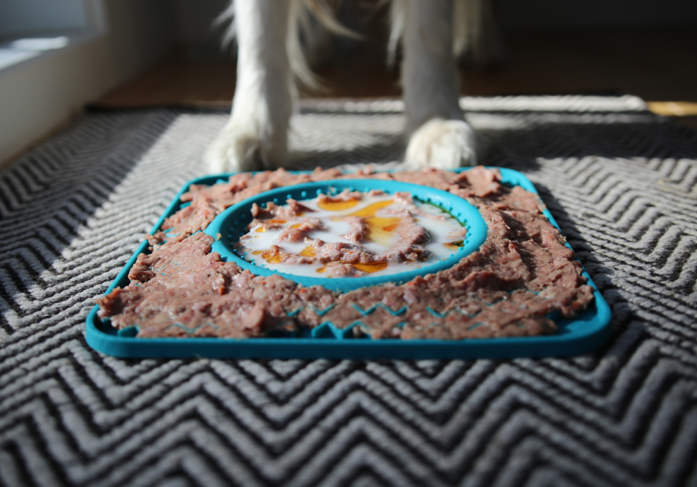 Messy Mutts Silicone Therapeutic Dog Lick Bowl Mat Blue