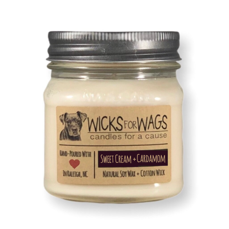 Sweet Cream + Cardamom | 8 oz Candle | Mason Jar Soy Candle