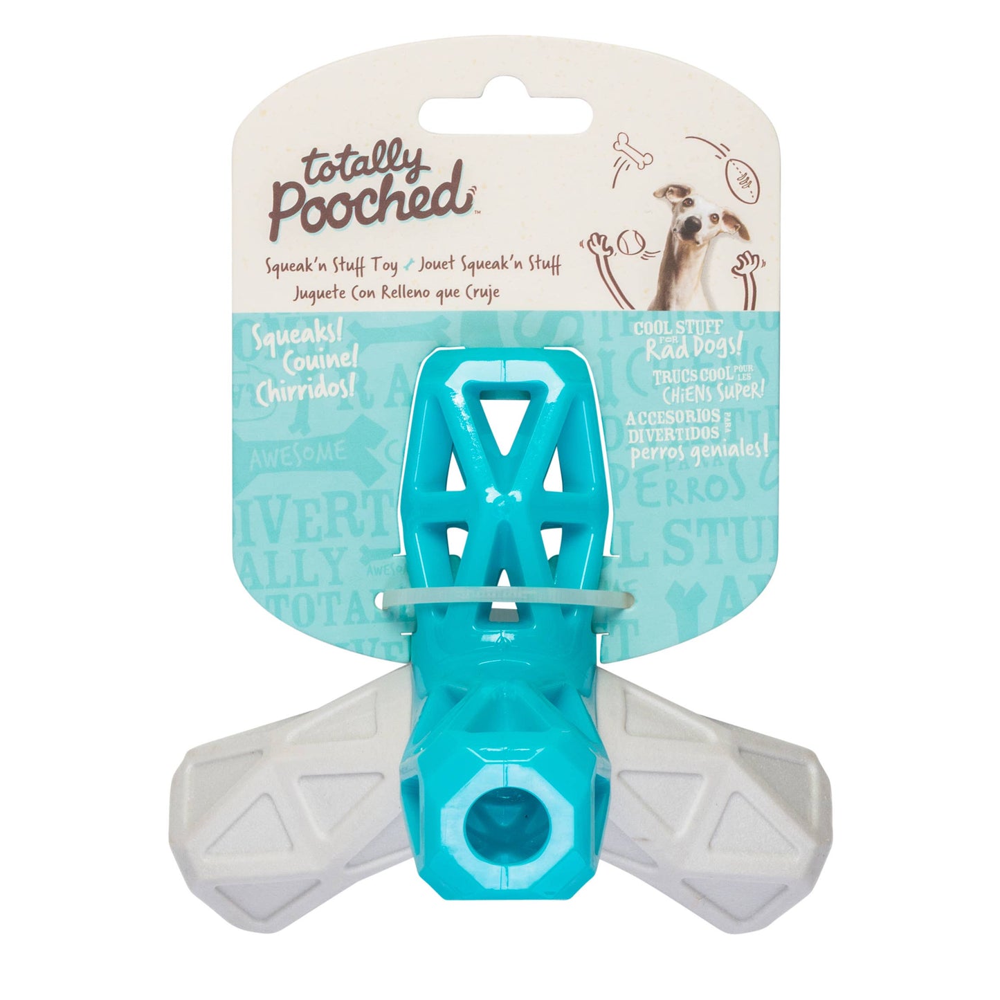 Totally Pooched Squeak n' Stuff Foam Rubber 5" Grey / Teal