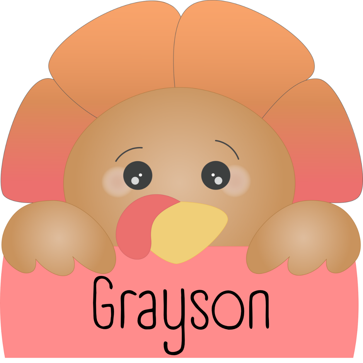 Personalized Thanksgiving turkey name plaque sugar cookie