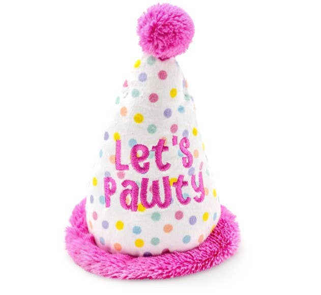 ThoozyPet Birthday Hat Pink Plush Dog Toy 7"