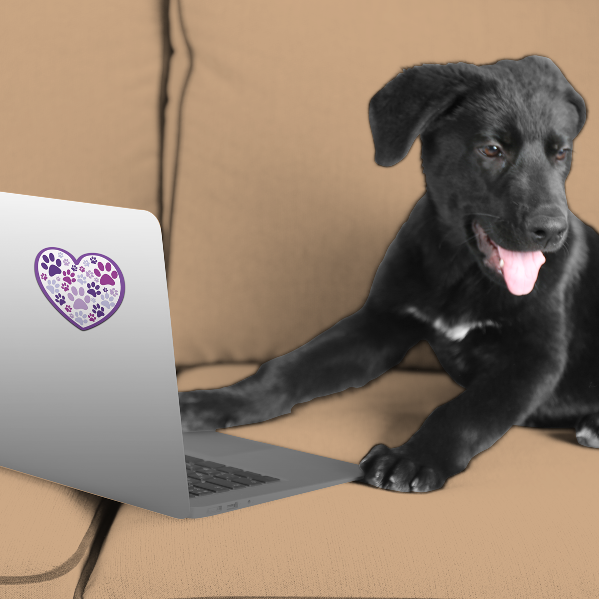 3" Sticker- Heart w/all over paws