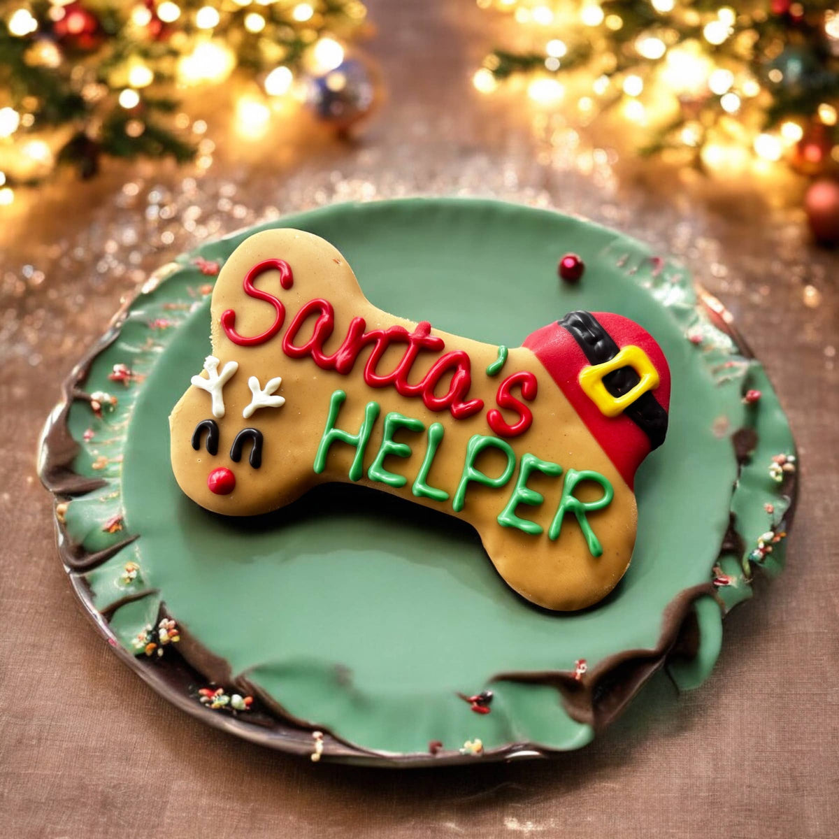 6 inch Santa’s Helper Bone dog treats 