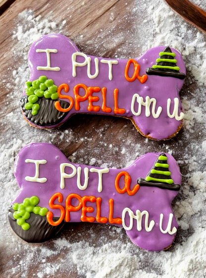 6 inch I put a SPELL on u Halloween dog bone treats
