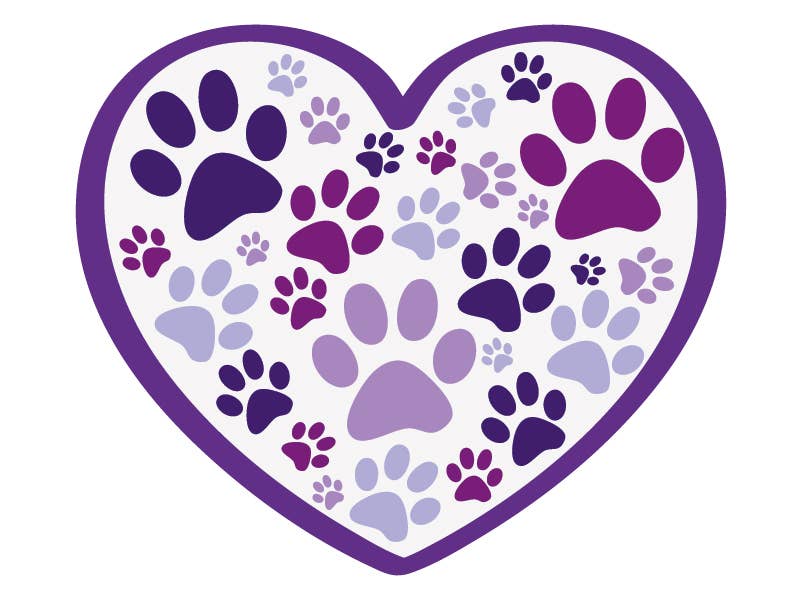 3" Sticker- Heart w/all over paws