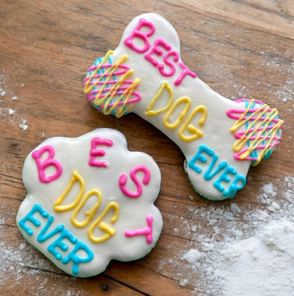 6 inch Best Dog Ever Bone & Paw Dog Treats