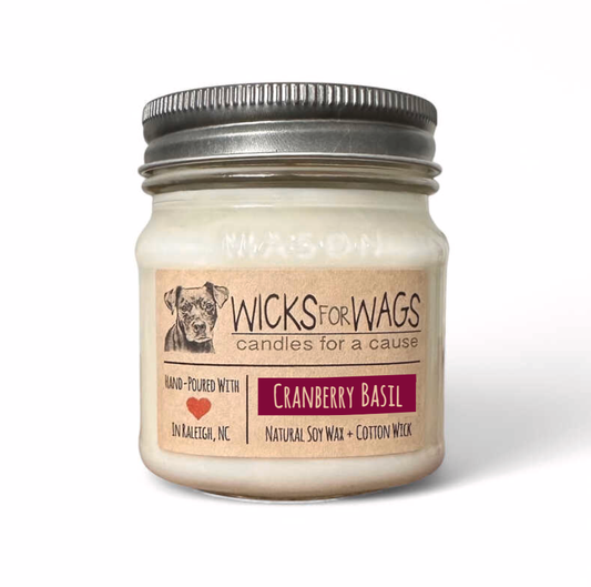 Cranberry Basil | Fall + Winter | 8 oz Mason Jar Soy Candle
