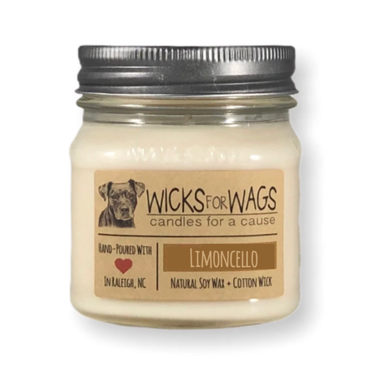 Limoncello | 8 oz Candle | Wicks for Wags Soy Candle