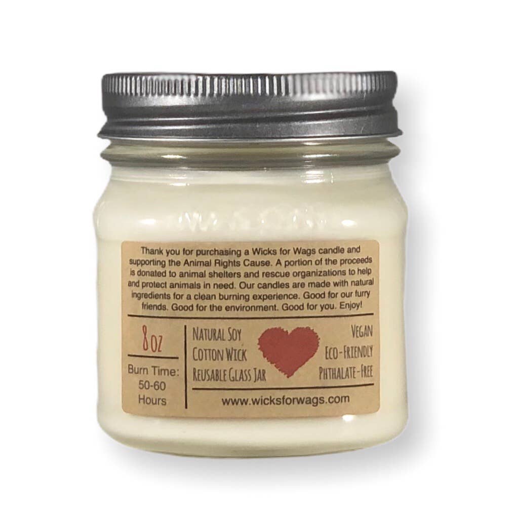 Amber + Oak | 8 oz Candle | Wicks for Wags Soy Candle