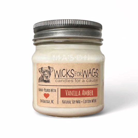 Vanilla Amber | Fall + Winter | 8 oz Mason Jar Soy Candle